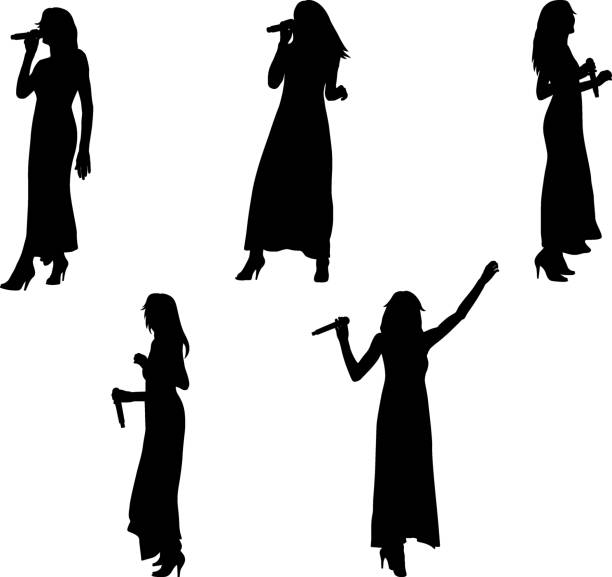 가수 - silhouette singer singing group of objects stock illustrations