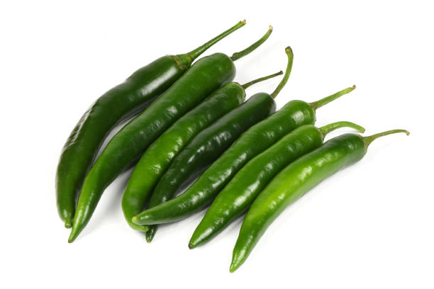 istock Green chili pepper isolated on white. High resolution photo. 1343513887
