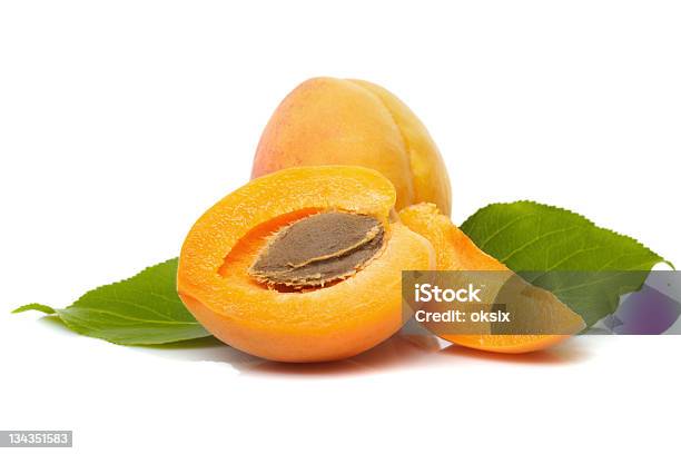 Apricots Isolated Stock Photo - Download Image Now - Agriculture, Apricot, Cross Section