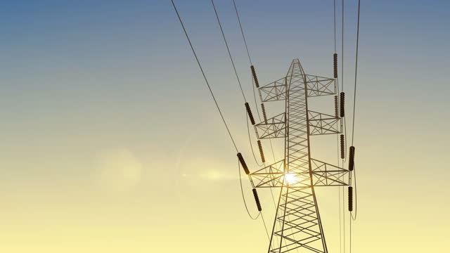 Transmission tower transferring electricity concept