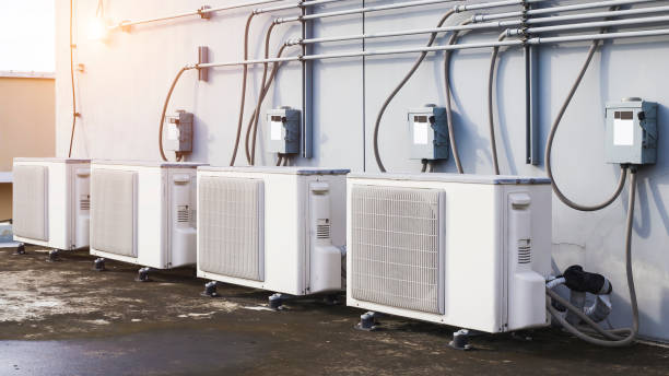 istock air condition outdoor unit compressor install outside the building. 1343519950