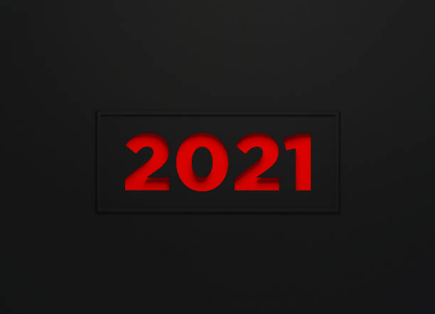 istock Red Cut Out 2021 Sitting Over Black Background 1343520613