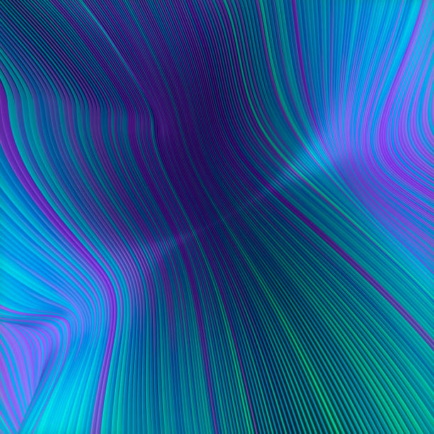 istock Purple and green background of wavy wires. Abstract design element. 3D rendering digital illustration 1343523689
