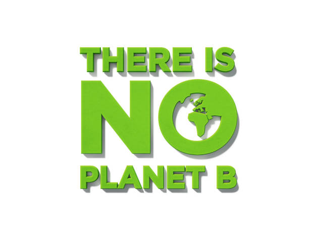 istock Sustainability Concept - Green Cut Out There Is No Planet B Message Sitting on White Background 1343525061