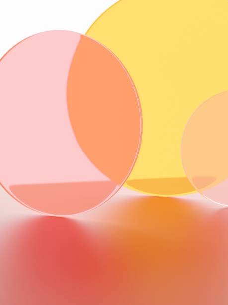istock 3D Rendering Studio Shot Vibrant or Neon Orange and Pink Transparent Acrylic Board Overlapping Background for Fashion, Cosmetics and Trendy Products. 1343526101