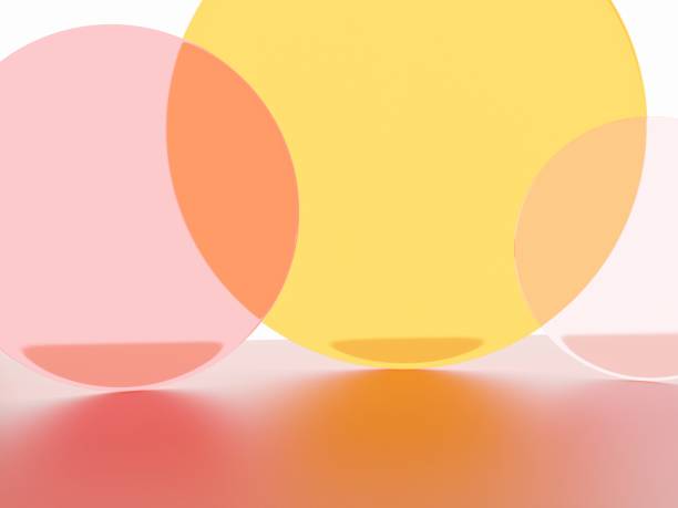istock 3D Rendering Studio Shot Vibrant or Neon Orange and Pink Transparent Acrylic Board Overlapping Background for Fashion, Cosmetics and Trendy Products. 1343526121