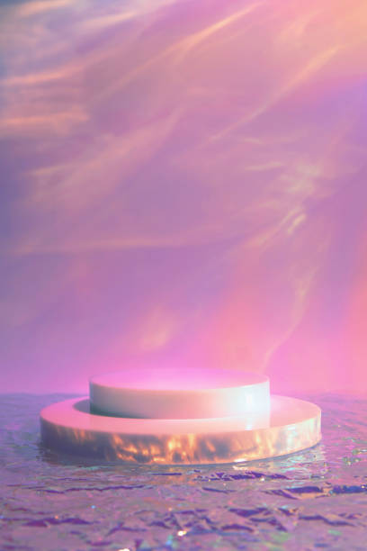 istock empty scene with cylinder podium on holographic pink background 1343526202