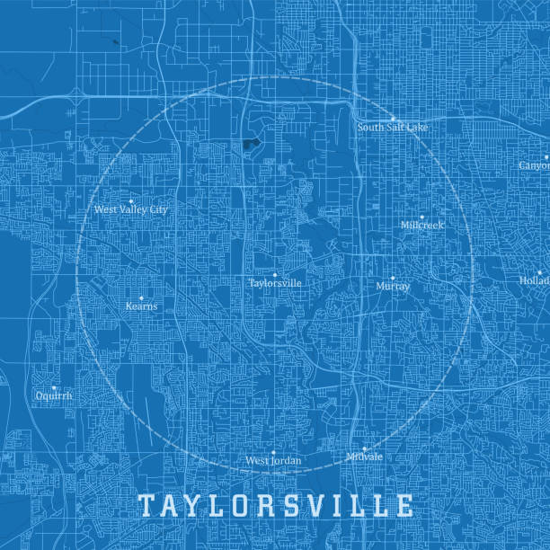 ilustrações de stock, clip art, desenhos animados e ícones de taylorsville ut city vector road map blue text - lake murray