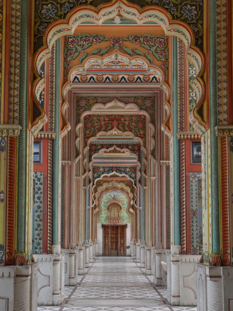the patrika gate beautiful architecture heritage with beautiful handmade paintings. - palace gate imagens e fotografias de stock