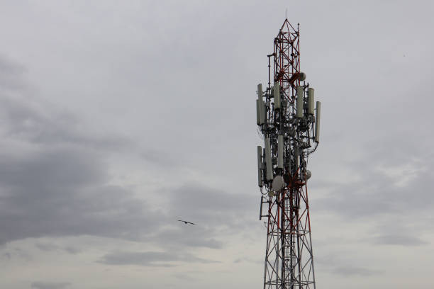 istock Mobile telecommunication tower or cell tower with antennae and electronic communications equipments. 1343528190