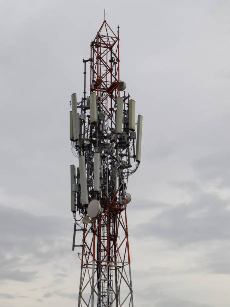 istock Mobile telecommunication tower or cell tower with antennae and electronic communications equipments. 1343528198