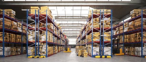 istock 3d render pf warehouse interior. Commercial building for storage of goods. 1343529300