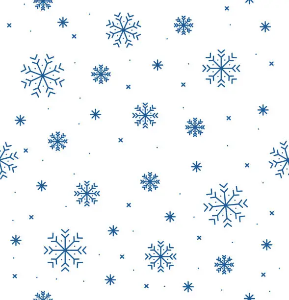 Vector illustration of Different Winter Snowflake Seamless Pattern Background. Vector