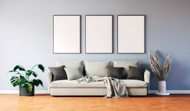 istock 3d render of beautiful interior with mock blank poster 1343529443