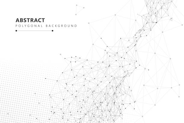 abstrakcyjne tło splotu z łączącymi kropkami i liniami. globalne połączenie sieciowe - plexus stock illustrations