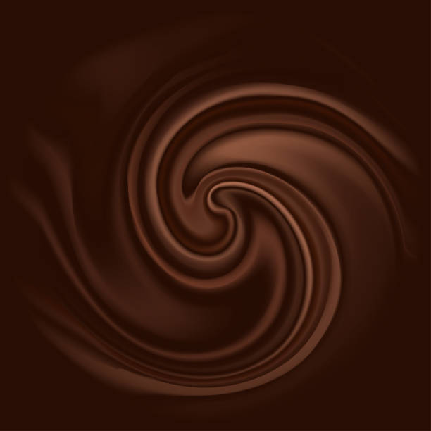 ilustraciones, imágenes clip art, dibujos animados e iconos de stock de remolino de olas de chocolate. fondo ondulado satinado liso, flujo de color de salpicaduras de chocolate. ilustración vectorial - brown silk satin backgrounds