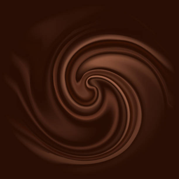 czekoladowa fala wiruje. gładkie satynowe faliste tło, czekoladowy plusk koloru. ilustracja wektorowa - brown silk satin backgrounds stock illustrations