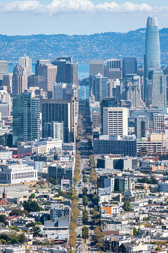 Aerial View Of Market Street downtown San Francisco , California