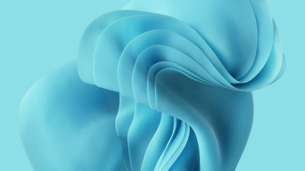 istock 3d render, abstract modern minimal light blue background, fashion wallpaper with wavy layers 1343552949