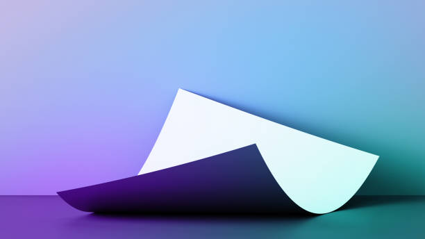istock 3d render, abstract background with blank page, white paper with curled corner, scrolled document, business template 1343553040