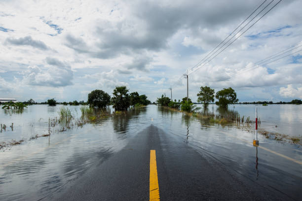thailand, überschwemmungen, klimawandel, wasser, unfälle und katastrophen - klimawandel stock-fotos und bilder