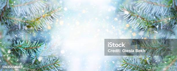 Christmas And New Year Holidays Card Winter Background With Copy Space Stock Photo - Download Image Now