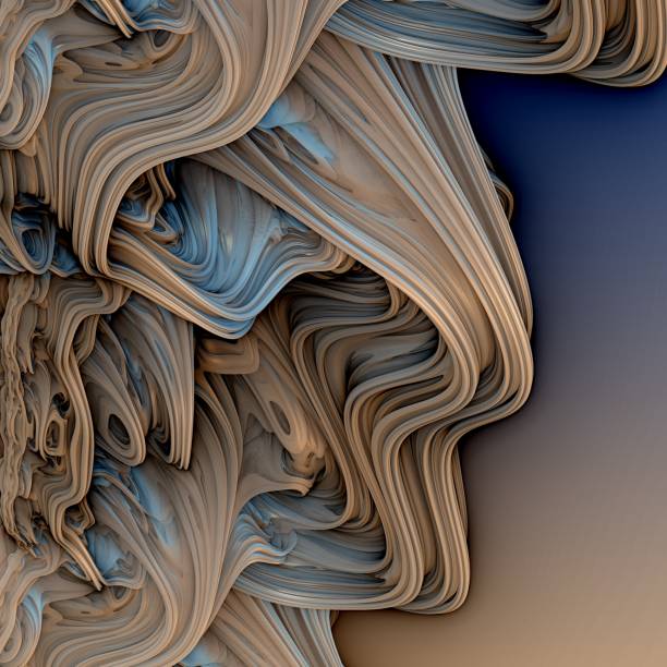 istock 3d abstract waves. Blue and beige colors 1343555871
