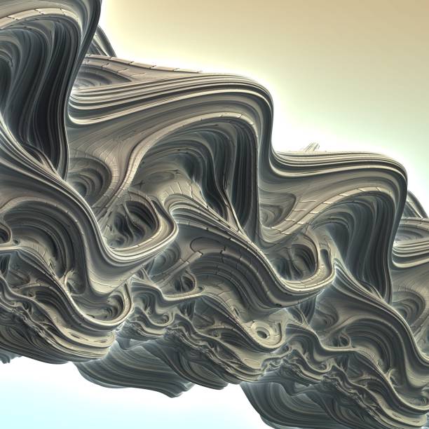 istock Black and white trendy abstract twisted wavy lines with x-ray effect. 1343555875