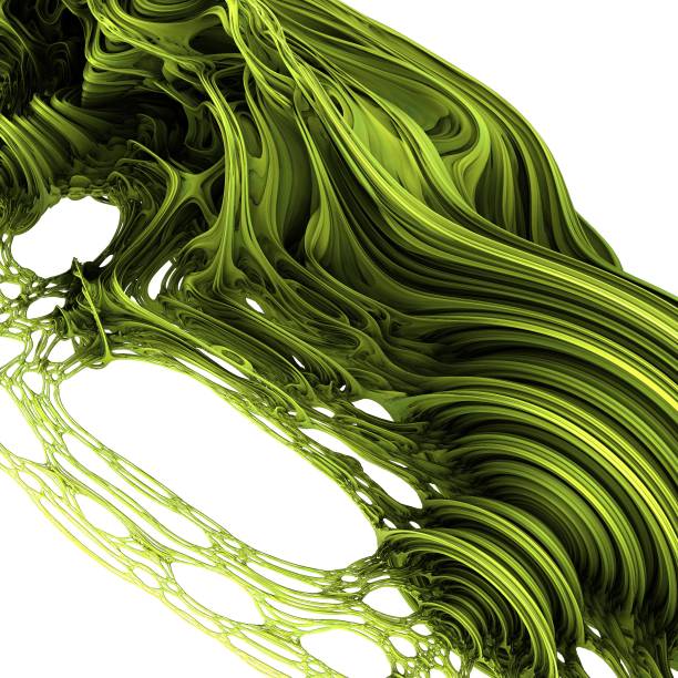 istock Abstract background of rippled green wavy lines. Poster liquid backdrop. 1343555927