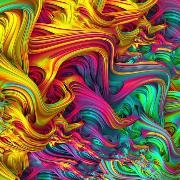 istock Abstract 3D multicolored waves, futuristic background. 3d render illustration 1343556963