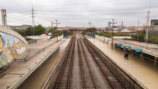 Railway and public train in Sao Paulo, Brazil. High quality photo