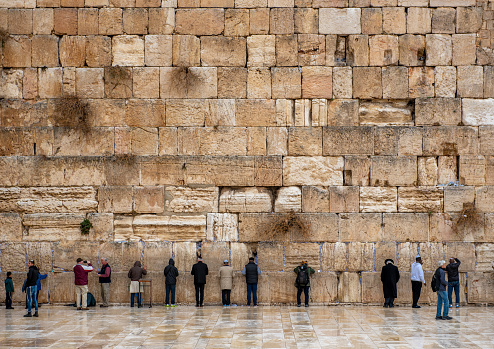 Jerusalem, Israel - December 07, 2018: The Western Wall, Wailing Wall, or Kotel, known in Islam as the Buraq Wall, is an ancient limestone wall in the Old City of Jerusalem