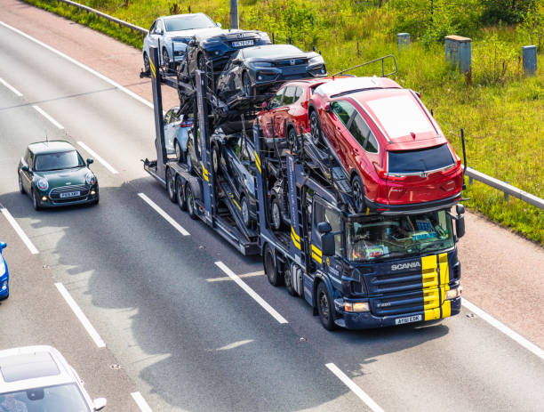 some vehicles on a truck