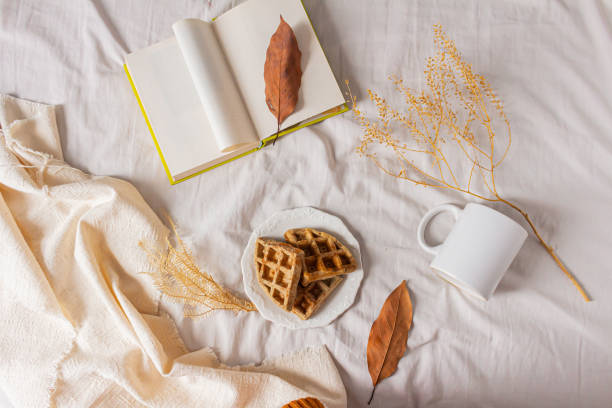 Breakfast in bed on an autumn morning