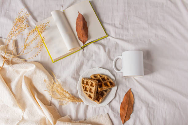 Breakfast in bed on an autumn morning