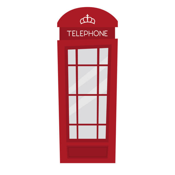 vektorillustration einer roten londoner telefonzelle - telephone cabin stock-grafiken, -clipart, -cartoons und -symbole