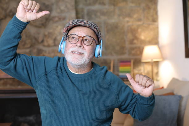 istock Active senior man dancing to music 1343574077