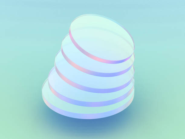 istock 3D rendered round shapes in transparent material on a light background. Illustration of digital concepts, transformation, or integration. Visualization of motion and systems. 1343579363
