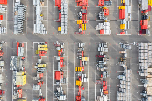 istock Outdoor Storage, Construction Materials, Aerial View 1343583681