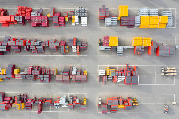 istock Large Group of Construction Materials, Aerial View 1343584459