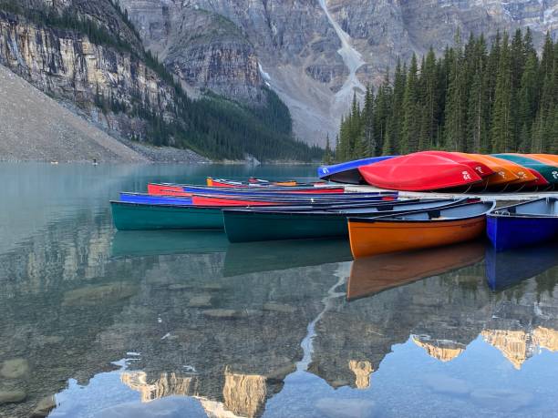 istock Canoes on Moraine Lake, Alberta 1343586072