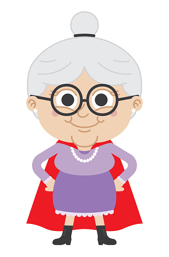 Grandma Superhero Elderly Super Woman Empowerment Grandparents Cartoon