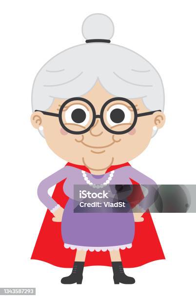 Grandma Superhero Elderly Super Woman Empowerment Grandparents Cartoon ...