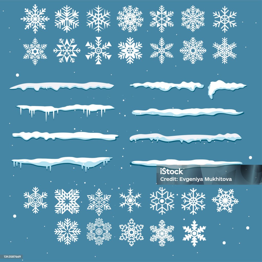 wektorowa kolekcja płatków śniegu - Grafika wektorowa royalty-free (Płatek śniegu)