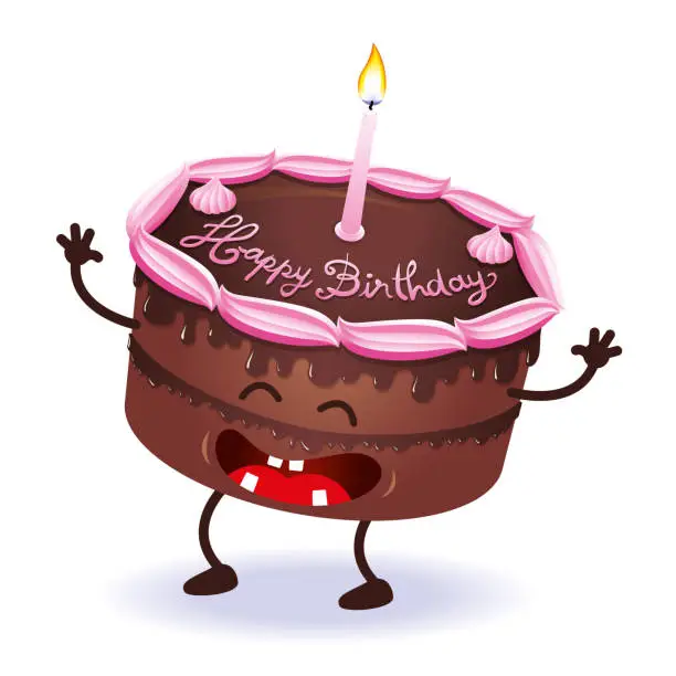 Vector illustration of Funny Birthday Chocolate Cake For Friends