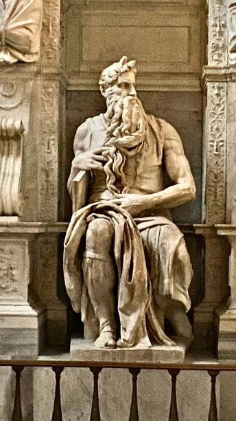 moses is a sculpture by the italian high renaissance artist michelangelo buonarroti ( 1513 - 1515 ). located in the church of san pietro in vincoli in rome, italy - september 06, 2021. church of san pietro photos stock pictures, royalty-free photos & images