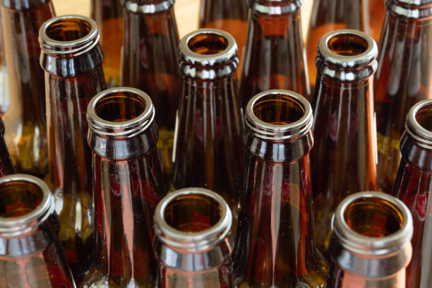 istock Front view of glass bottles 1343593771