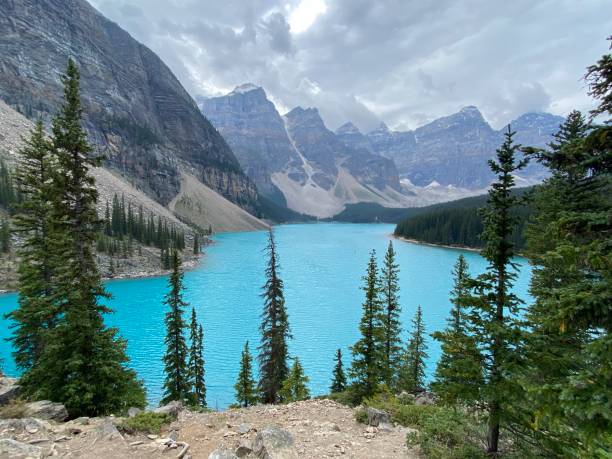 istock Moraine Lake on a Cloudy Day 1343595111