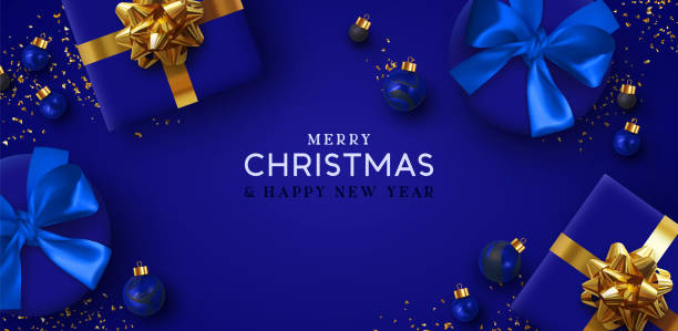 illustrazioni stock, clip art, cartoni animati e icone di tendenza di buon natale e felice anno nuovo. - holiday banner backgrounds christmas paper