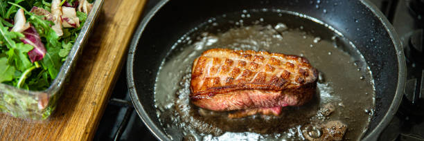 duck breast meat and garnish poultry second course fresh meal snack on the table copy space food background